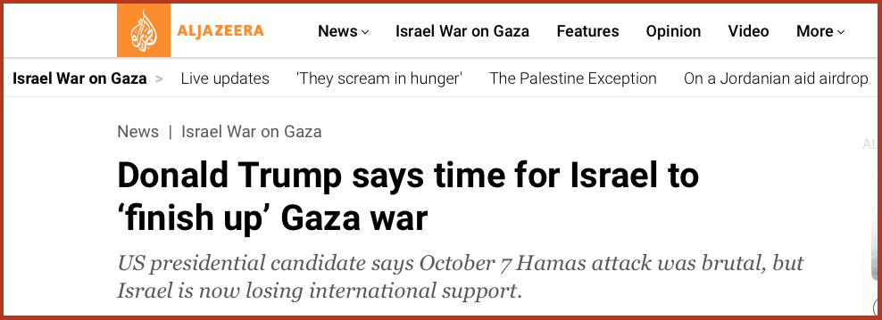Donald Trump says time for Israel to ‘finish up’ Gaza war
