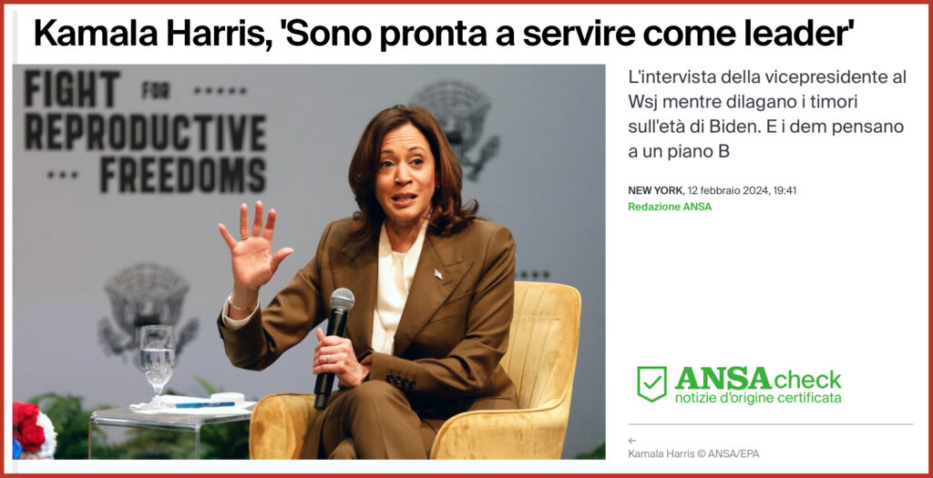 Kamala Harris, 'Sono pronta a servire come leader'