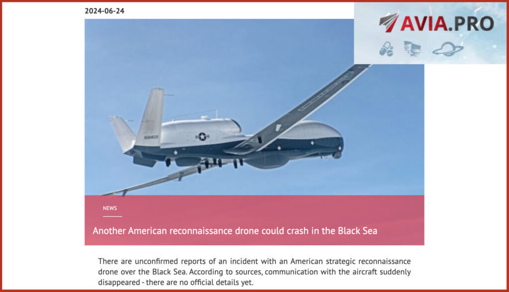 Un altro drone da ricognizione americano potrebbe schiantarsi nel Mar Nero