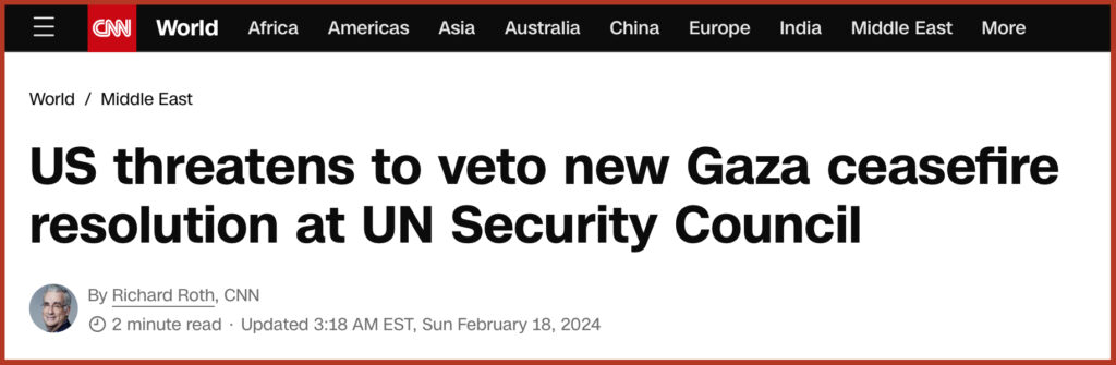 US threatens to veto new Gaza ceasefire resolution at UN Security Council