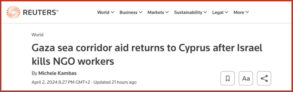 Gaza sea corridor aid returns to Cyprus after Israel kills NGO workers