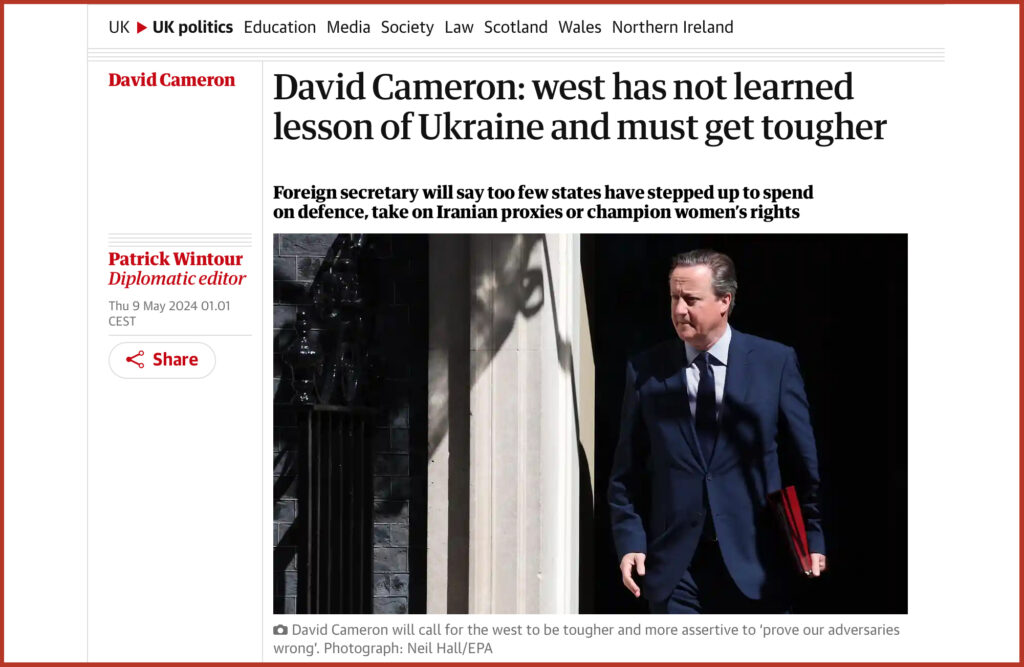 David Cameron: west has not learned lesson of Ukraine and must get tougher