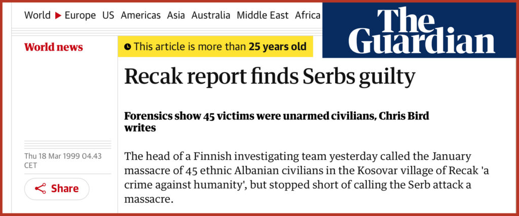 Recak report finds Serbs guilty