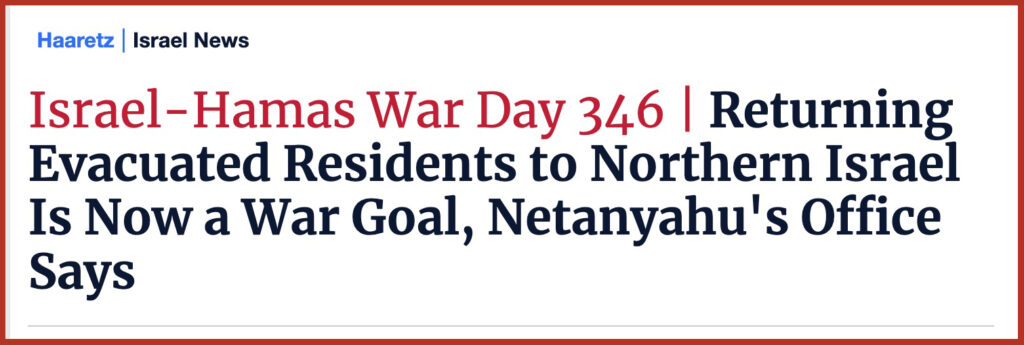 Returning Evacuated Residents to Northern Israel Is Now a War Goal, Netanyahu's Office Says