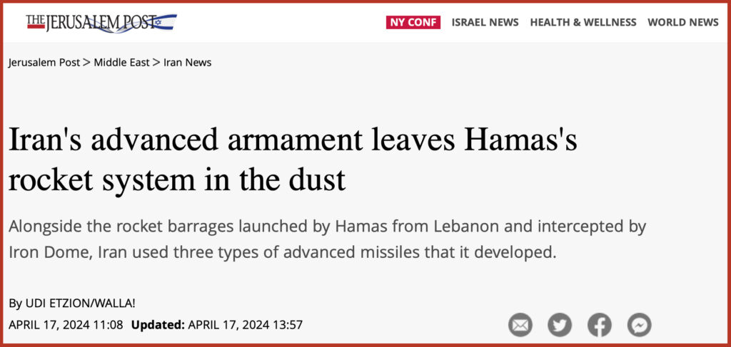 Iran's advanced armament leaves Hamas's rocket system in the dust