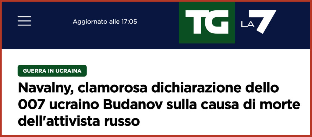 Navalny, clamorosa dichiarazione dello 007 ucraino Budanov sulla causa di morte dell'attivista russo