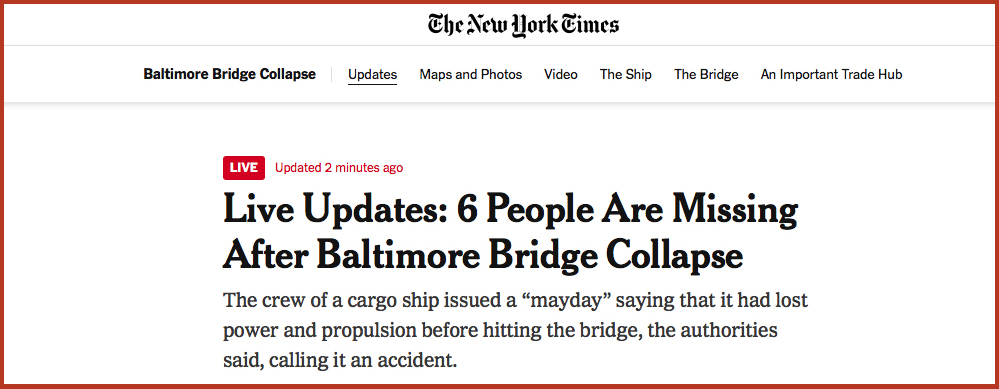 6 People Are Missing After Baltimore Bridge Collapse