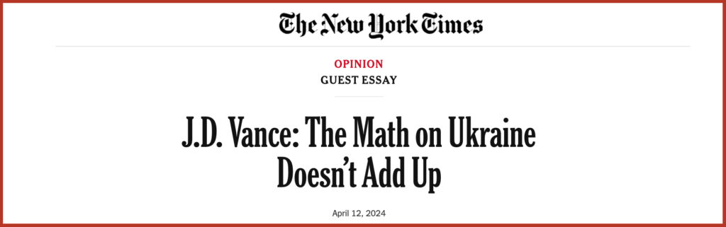 J.D. Vance: The Math on Ukraine Doesn’t Add Up