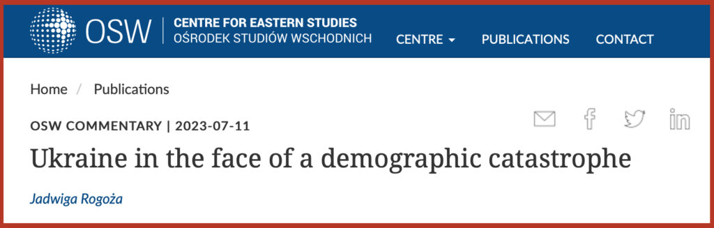 Ukraine in the face of a demographic catastrophe