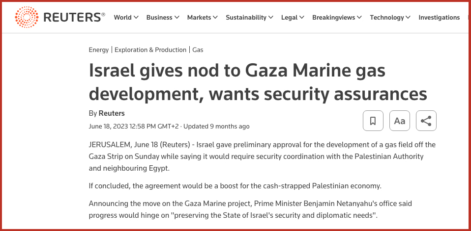 Israel gives nod to Gaza Marine gas development, wants security assurances