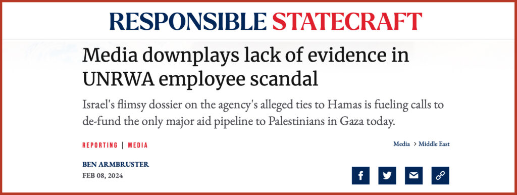 Media downplays lack of evidence in UNRWA employee scandal
