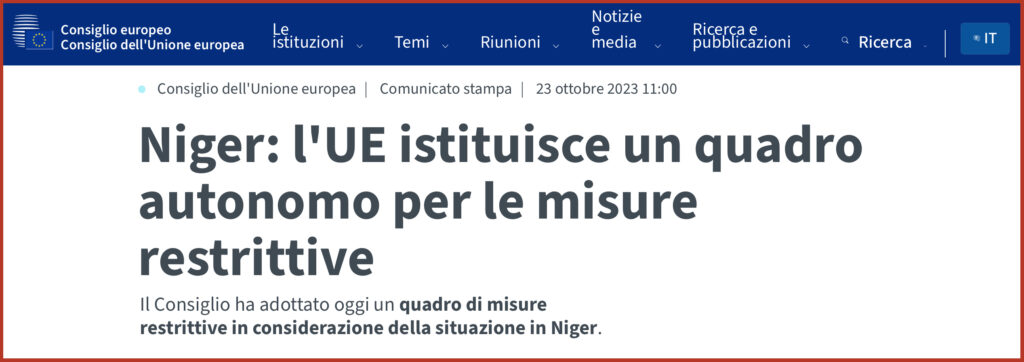 Niger: l'UE istituisce un quadro autonomo per le misure restrittive