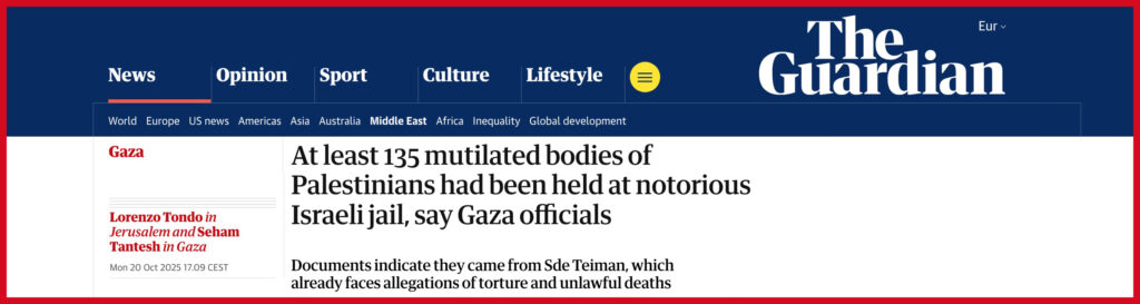 At least 135 mutilated bodies of Palestinians had been held at notorious Israeli jail, say Gaza officials