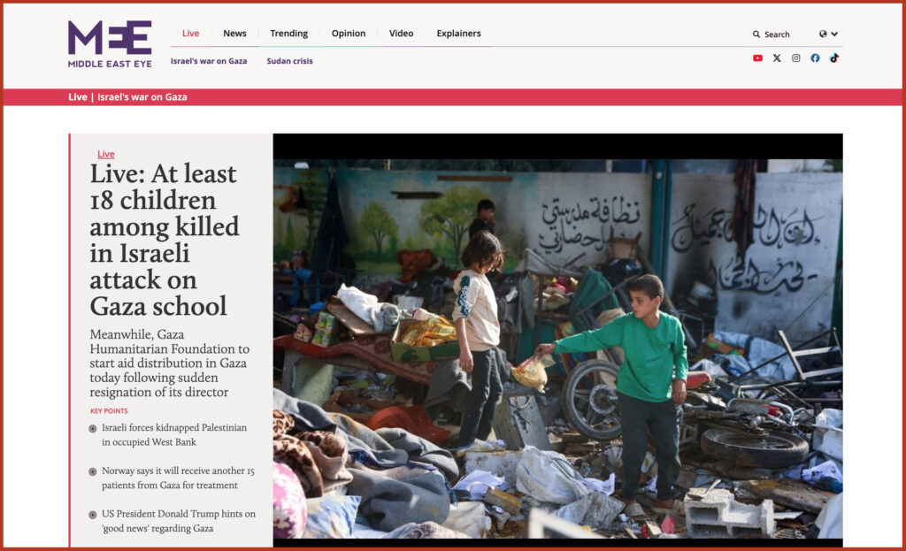 At least 18 children among killed in Israeli attack on Gaza school