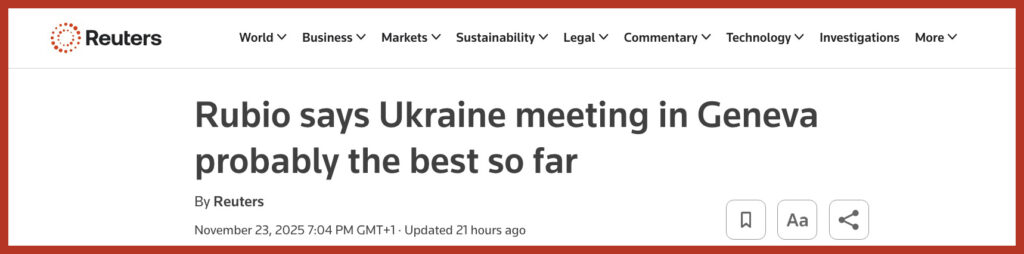 Rubio says Ukraine meeting in Geneva probably the best so far