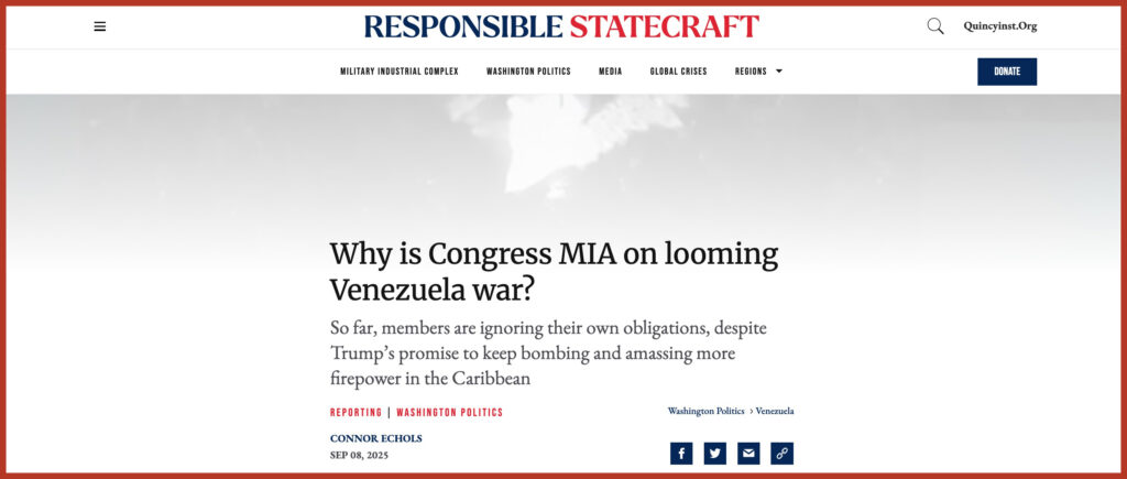 US military strike Caribbean Why is Congress MIA on looming Venezuela war?