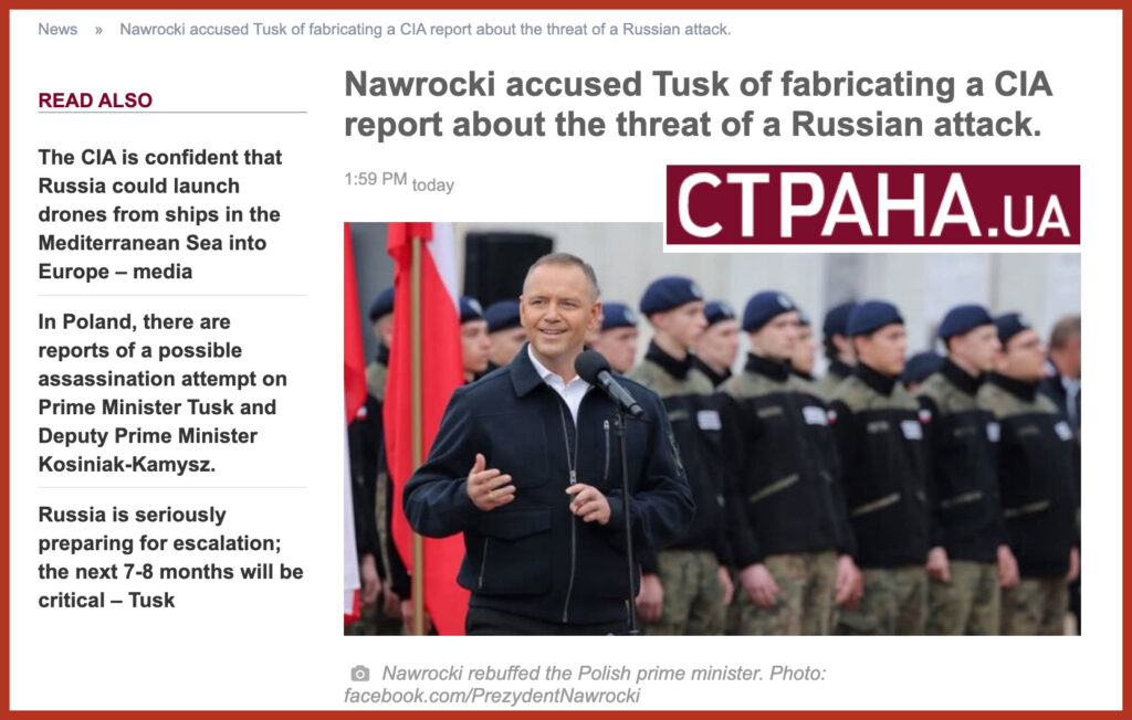 Nawrocki accused Tusk of fabricating a CIA report about the threat of a Russian attack.