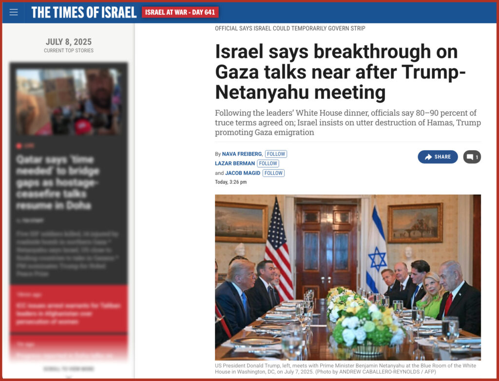 Israel says breakthrough on Gaza talks near after Trump-Netanyahu meeting