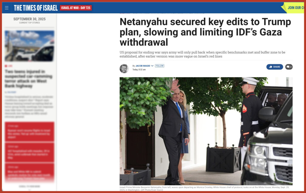 Netanyahu secured key edits to Trump plan, slowing and limiting IDF’s Gaza withdrawal