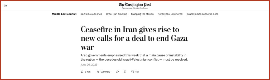 Ceasefire in Iran gives rise to new calls for a deal to end Gaza war