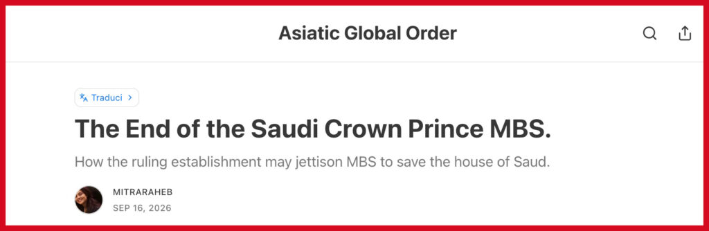 La fine del principe ereditario saudita MBS.