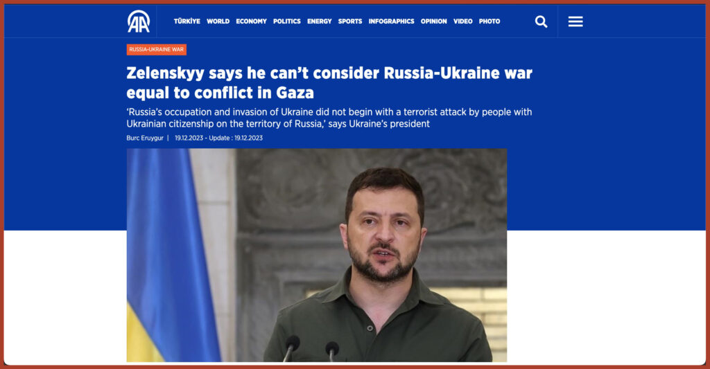 Zelenskyy says he can’t consider Russia-Ukraine war equal to conflict in Gaza