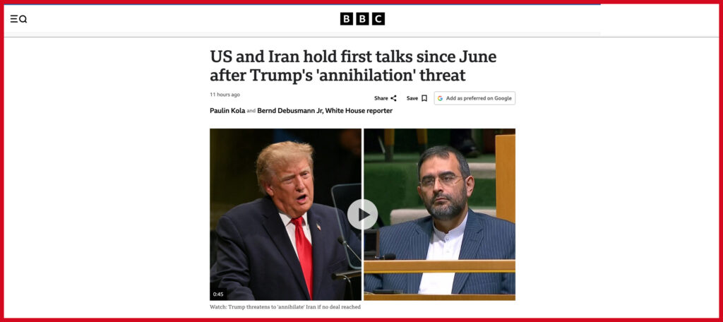 US and Iran hold first talks since June after Trump's 'annihilation' threat
