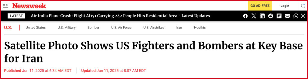 Satellite Photo Shows US Fighters and Bombers at Key Base for Iran