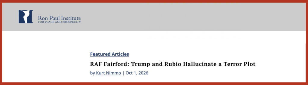 RAF Fairford: Trump and Rubio Hallucinate a Terror Plot