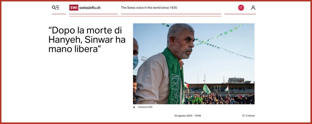 “Dopo la morte di Hanyeh, Sinwar ha mano libera”