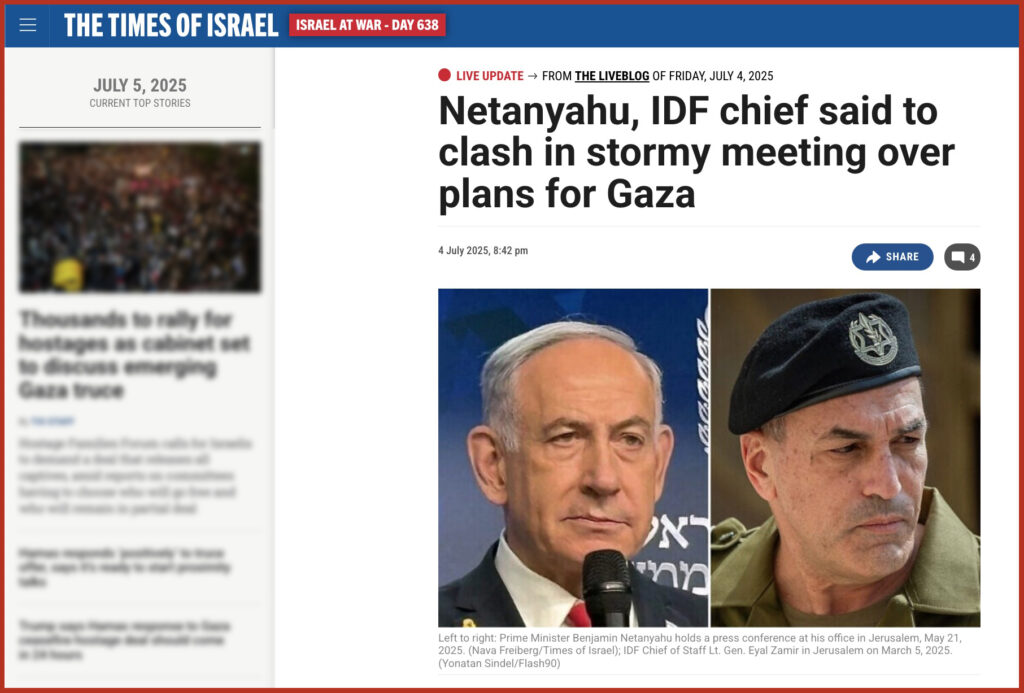 Netanyahu, IDF chief said to clash in stormy meeting over plans for Gaza