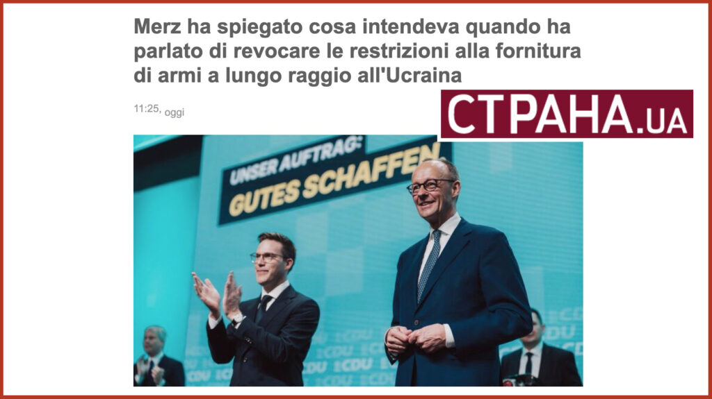 Merz ha spiegato cosa intendeva quando ha parlato di revocare le restrizioni alla fornitura di armi a lungo raggio all'Ucraina