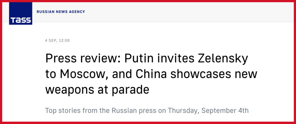 Press review: Putin invites Zelensky to Moscow, and China showcases new weapons at parade