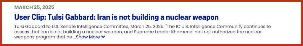 User Clip: Tulsi Gabbard: Iran is not building a nuclear weapon