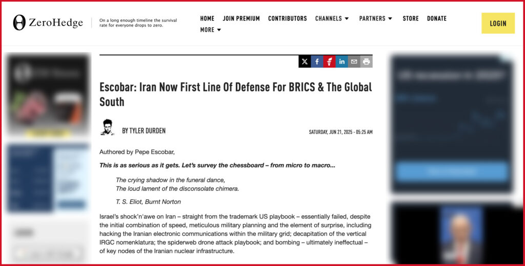 Escobar: Iran Now First Line Of Defense For BRICS & The Global South
