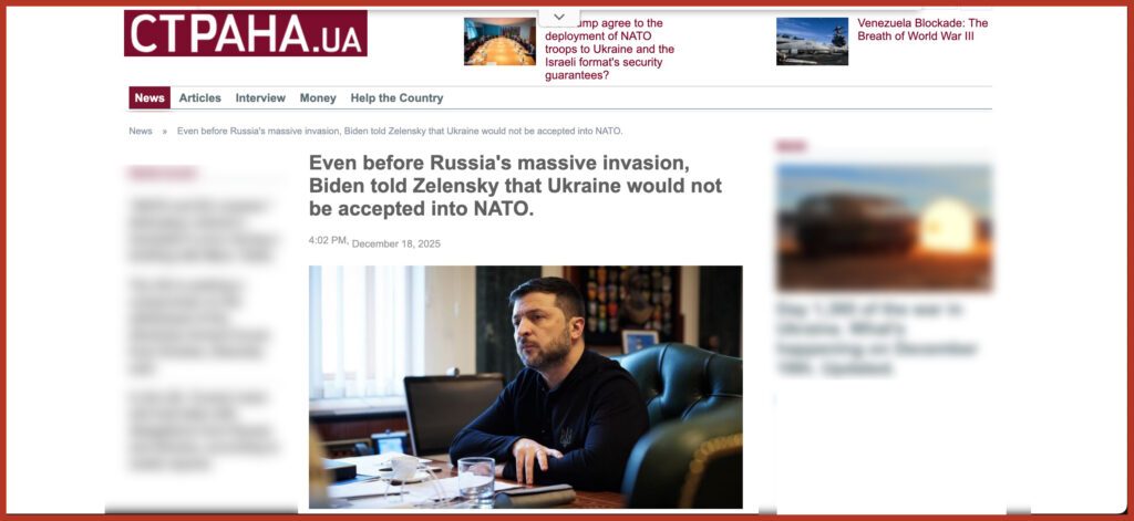 Even before Russia's massive invasion, Biden told Zelensky that Ukraine would not be accepted into NATO.