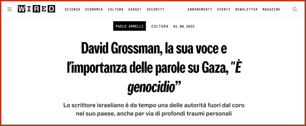 David Grossman, la sua voce e l'importanza delle parole su Gaza, "È genocidio”