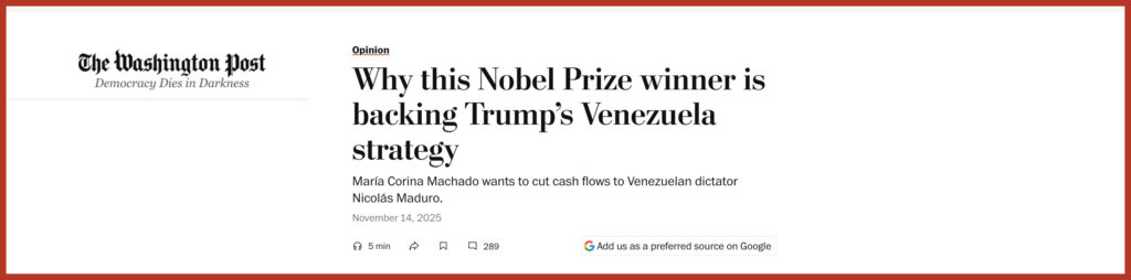 Why this Nobel Prize winner is backing Trump’s Venezuela strategy