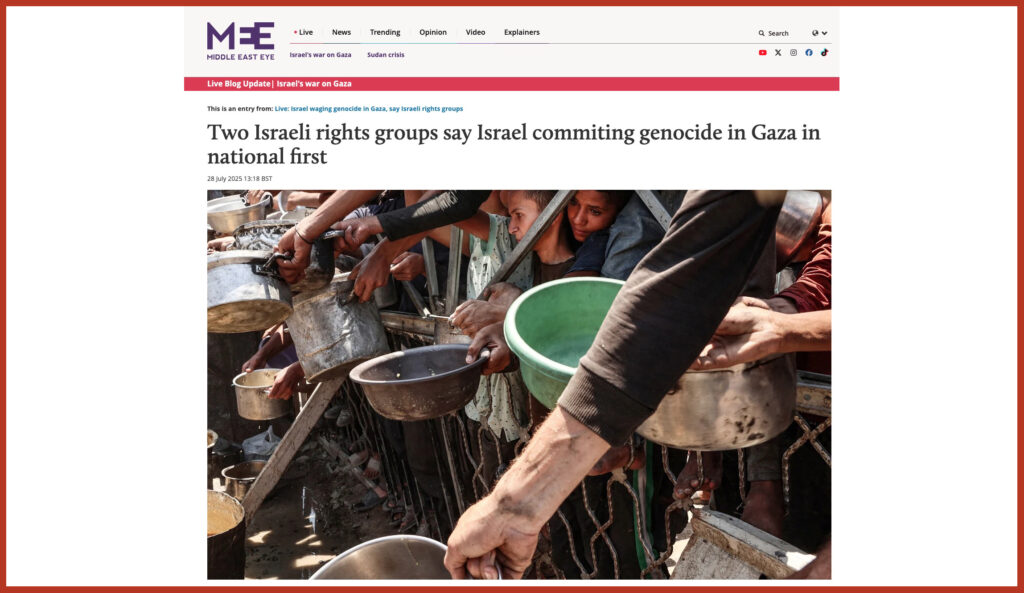 Two Israeli rights groups say Israel commiting genocide in Gaza in national first