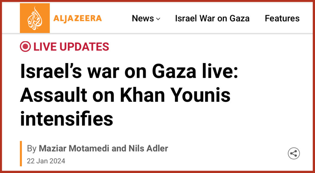 Israel’s war on Gaza live: Assault on Khan Younis intensifies