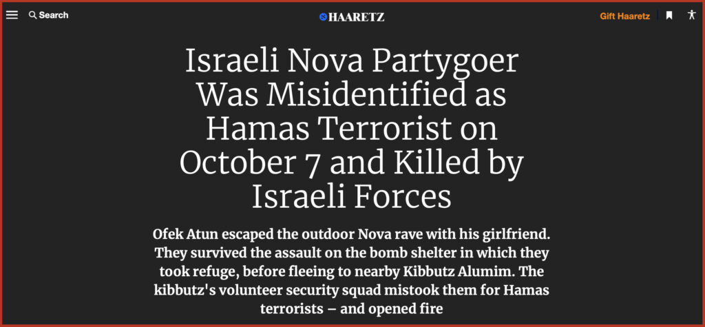 Israeli Nova Partygoer Was Misidentified as Hamas Terrorist on October 7 and Killed by Israeli Forces
