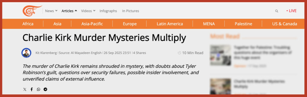 Charlie Kirk Murder Mysteries Multiply