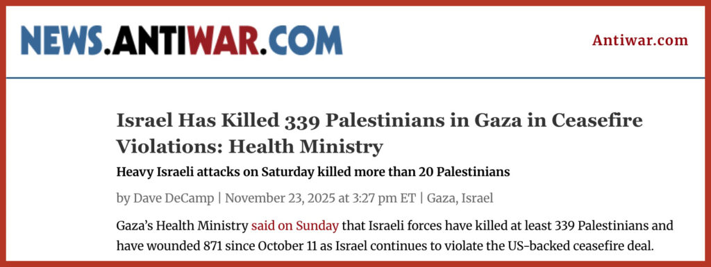 Israel Has Killed 339 Palestinians in Gaza in Ceasefire Violations: Health Ministry