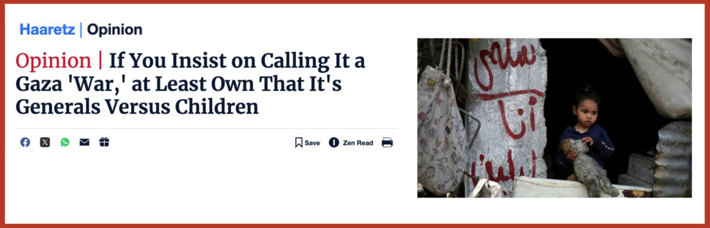 If You Insist on Calling It a Gaza 'War,' at Least Own That It's Generals Versus Children