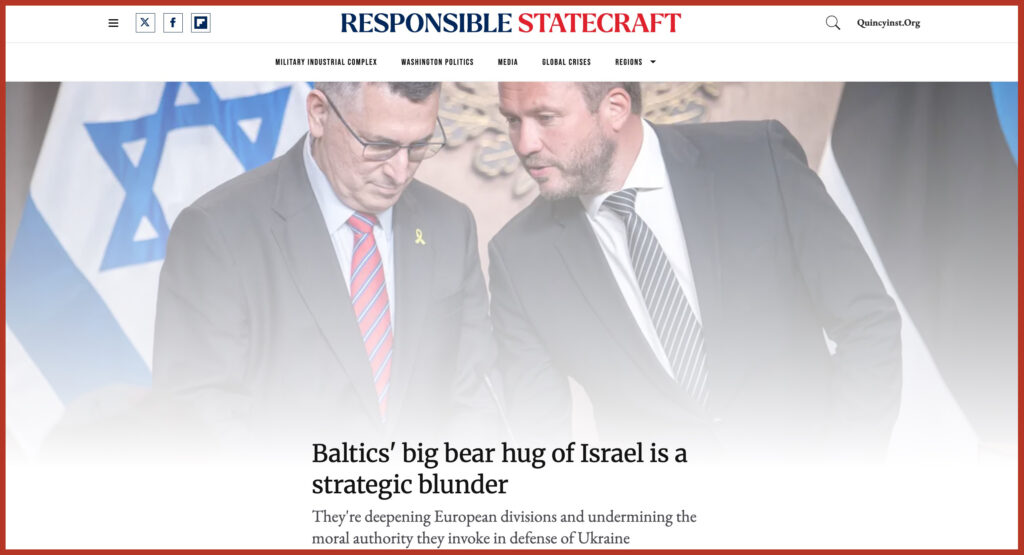 ideon Sa'arBaltics' big bear hug of Israel is a strategic blunder