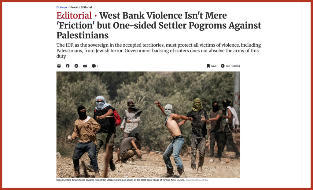 West Bank Violence Isn't Mere 'Friction' but One-sided Settler Pogroms Against Palestinians