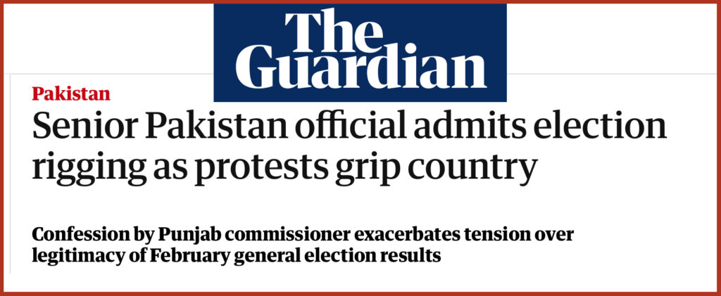 Senior Pakistan official admits election rigging as protests grip country