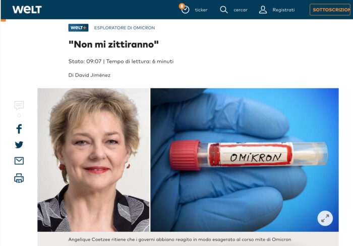 Bufera sulla Coetzee, la dottoressa che ha segnalato la omicron