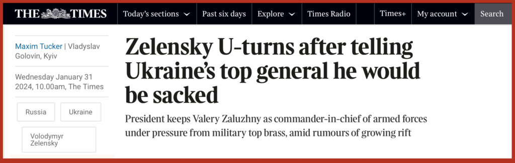 Zelensky U-turns after telling Ukraine’s top general he would be sacked