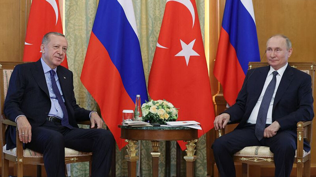 Foto ufficiale dell'incontro tra Erdoga e Putin
